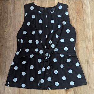 Ann Taylor black and white polka dot sleeveless tank top blouse